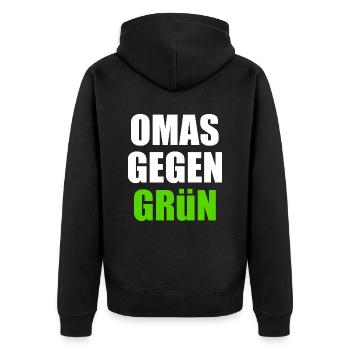 Omas gegen grün - Unisex Premium Bio Zip Hoodie - Schwarz - Hinten - Nico (187cm)
