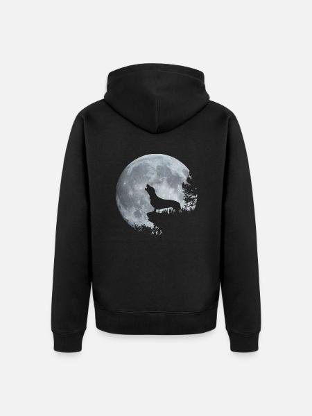 Dackel Mond - Unisex Premium Bio Zip Hoodie - Schwarz