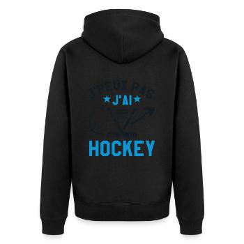 Ich kann nicht Eishockey - Unisex Premium Bio Zip Hoodie - Schwarz - Hinten - Nico (187cm)