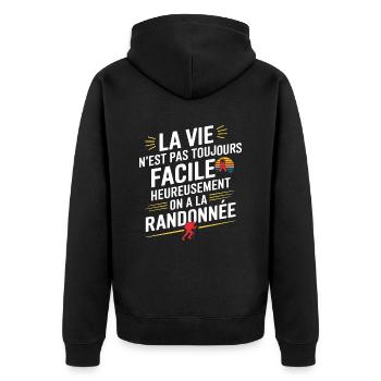 Heureusement on la Randonnée - Veste à capuche bio Premium Unisexe - noir - Dos - Nico (187cm)
