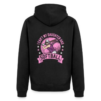 My Daughter has Softball Mom Dad Gift - Unisex Premium Organic Zip Hoodie - black - Back - Nico (187cm)
