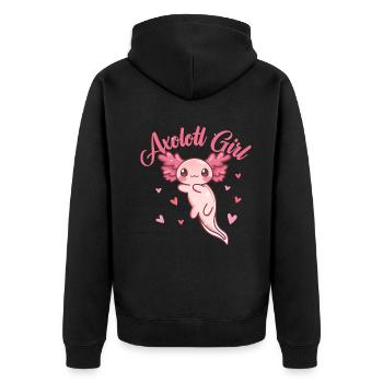 Axolotl Girl Design für Axolotl-Liebhaber - Unisex Premium Bio Zip Hoodie - Schwarz - Hinten - Nico (187cm)