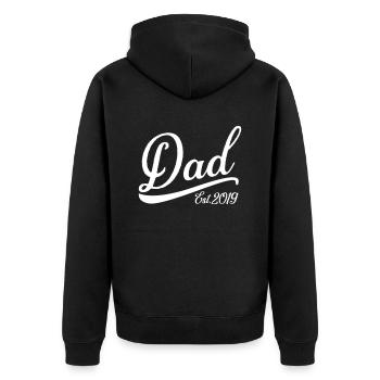Dad Est 2019 - Unisex Premium Bio Zip Hoodie - Schwarz - Hinten - Nico (187cm)