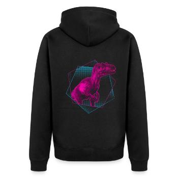 Allosaurus Dinosaurier - Unisex Premium Bio Zip Hoodie - Schwarz - Hinten - Nico (187cm)