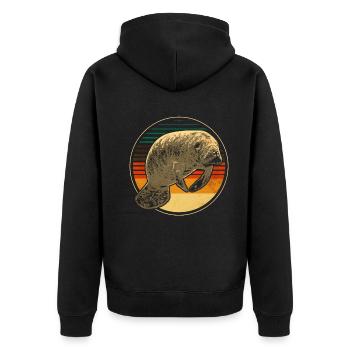 Seekuh - Unisex Premium Bio Zip Hoodie - Schwarz - Hinten - Nico (187cm)