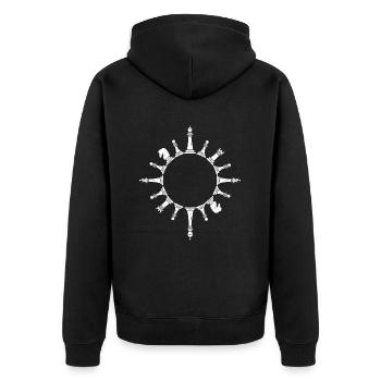 Schachmatt Schachmeister spielt Schach - Unisex Premium Bio Zip Hoodie - Schwarz - Hinten - Nico (187cm)