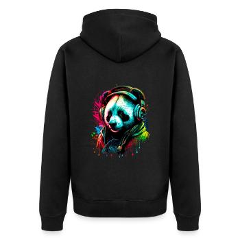 Ours panda abstrait - Veste à capuche bio Premium Unisexe - noir - Dos - Nico (187cm)