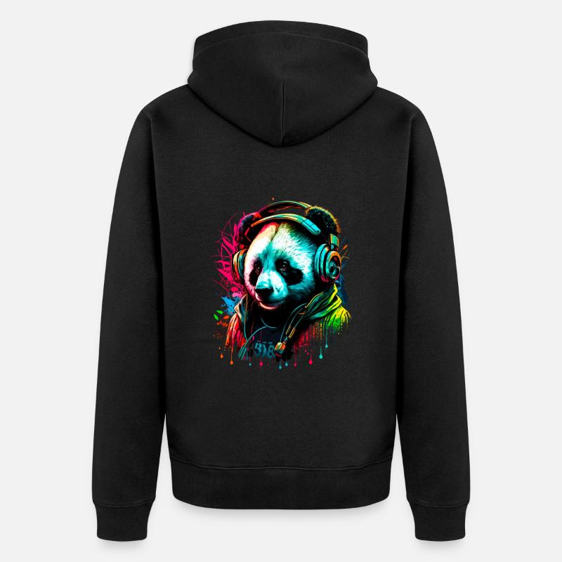 Ours panda abstrait - Veste à capuche bio Premium Unisexe - noir