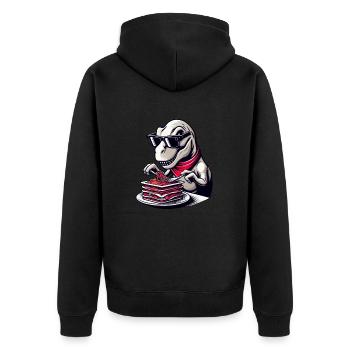 Dino T-Rex Lasagne Modern Elegant - Unisex Premium Bio Zip Hoodie - Schwarz - Hinten - Nico (187cm)