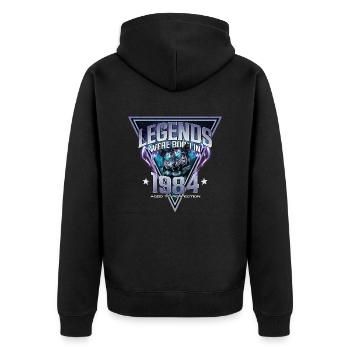 Legends were born in 1984 - Unisex Premium Organic Zip Hoodie - black - Back - Nico (187cm)