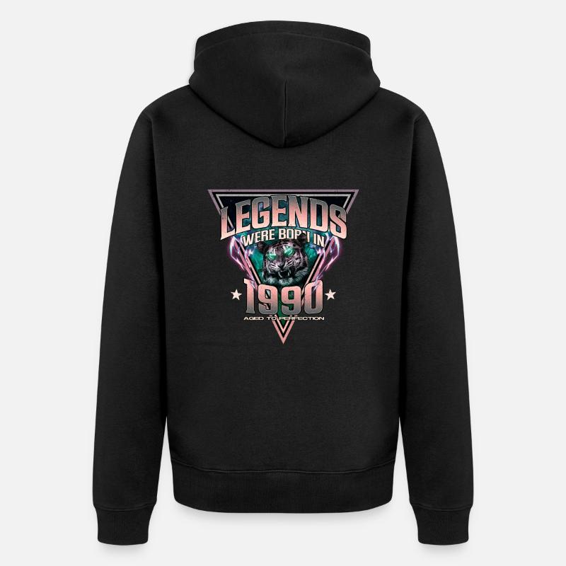 Legenden wurden 1990 geboren - Unisex Premium Bio Zip Hoodie - Schwarz