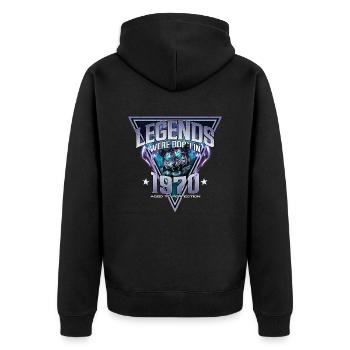 Legends were born in 1970 - Unisex Premium Organic Zip Hoodie - black - Back - Nico (187cm)
