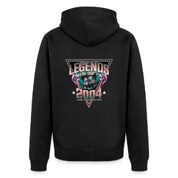 Legends were born in 2004 - Unisex Premium Organic Zip Hoodie - black - Back - Nico (187cm)