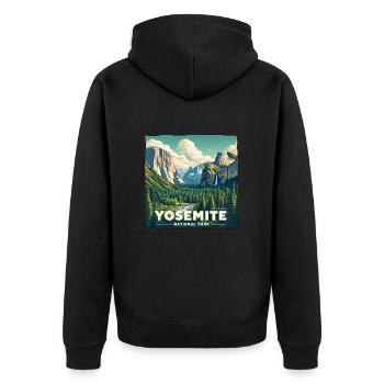 Parc national de Yosemite, Montagnes, Forêt, Nature États-Unis - Veste à capuche bio Premium Unisexe - noir - Dos - Nico (187cm)