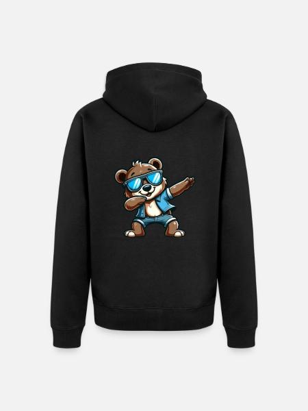 Cool Bear Dabbing - Unisex Premium Organic Zip Hoodie - black