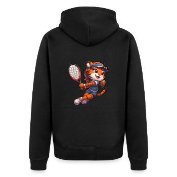 Tiger Tennisspielerin Rückhand Raubkatze Mädchen - Unisex Premium Bio Zip Hoodie - Schwarz - Hinten - Nico (187cm)