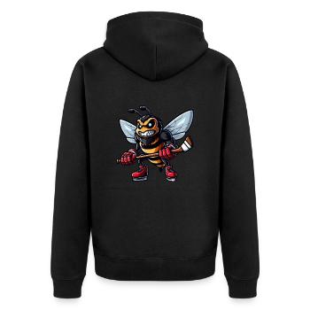 Biene Wespe Hornisse Hockey Hockeyspieler Design - Unisex Premium Bio Zip Hoodie - Schwarz - Hinten - Nico (187cm)