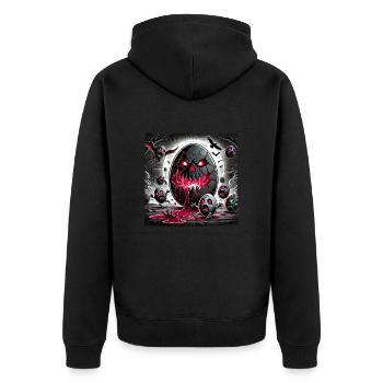 Horror Osterei Dämonisch Zombie Vollmond - Unisex Premium Bio Zip Hoodie - Schwarz - Hinten - Nico (187cm)