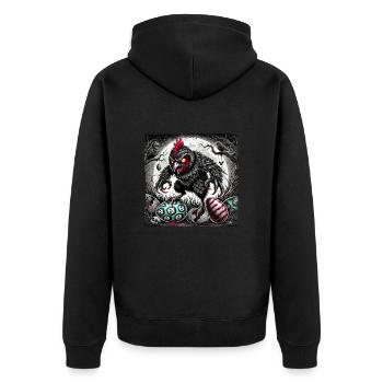 Ostern Horror Huhn Zombie Dämon Gruselig - Unisex Premium Bio Zip Hoodie - Schwarz - Hinten - Nico (187cm)