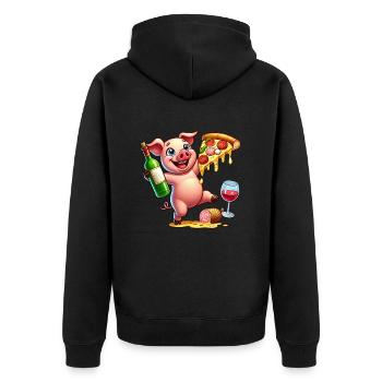 Happy Pig Pizza Amateur de restauration rapide - Veste à capuche bio Premium Unisexe - noir - Dos - Nico (187cm)