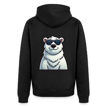 Casual polar bear cartoon with sunglasses - Unisex Premium Organic Zip Hoodie - black - Back - Nico (187cm)