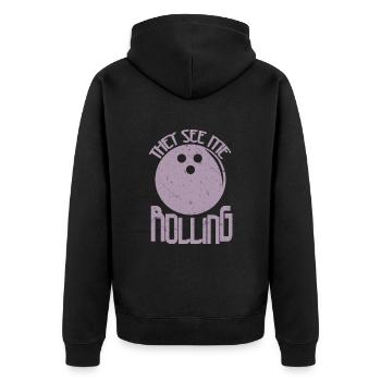 Bowling Skittles Bowler Saying Funny - Unisex Premium Organic Zip Hoodie - black - Back - Nico (187cm)