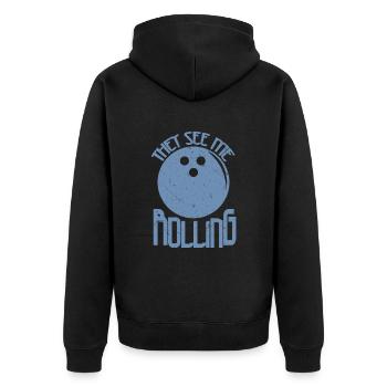 Bowling Skittles Bowler Saying Funny - Unisex Premium Organic Zip Hoodie - black - Back - Nico (187cm)