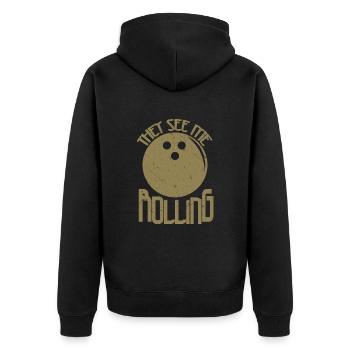 Bowling Skittles Bowler Saying Funny - Unisex Premium Organic Zip Hoodie - black - Back - Nico (187cm)