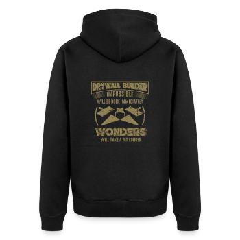 cloison sèche disant drôle de construction artisan plâtre - Veste à capuche bio Premium Unisexe - noir - Dos - Nico (187cm)