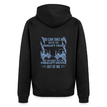 Gabelstaplerfahrer Spruch lustig Lager Logistik - Unisex Premium Bio Zip Hoodie - Schwarz - Hinten - Nico (187cm)