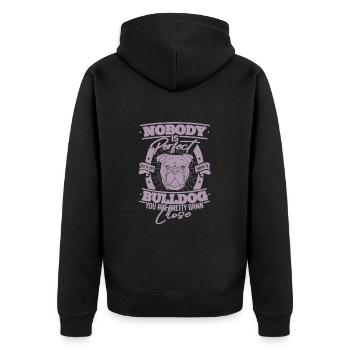 Bulldog Perfection Dog Love - Unisex Premium Organic Zip Hoodie - black - Back - Nico (187cm)