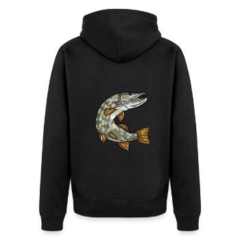 Hecht - Unisex Premium Bio Zip Hoodie - Schwarz - Hinten - Nico (187cm)