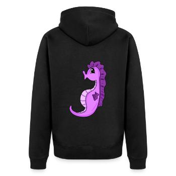 Seepferdchen Seepferd - Unisex Premium Bio Zip Hoodie - Schwarz - Hinten - Nico (187cm)