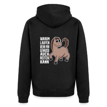 Pferd Pferde Hauspferd - Unisex Premium Bio Zip Hoodie - Schwarz - Hinten - Nico (187cm)