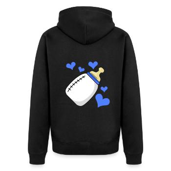 Milchflasche Junge Schwanger Geburt - Unisex Premium Bio Zip Hoodie - Schwarz - Hinten - Nico (187cm)