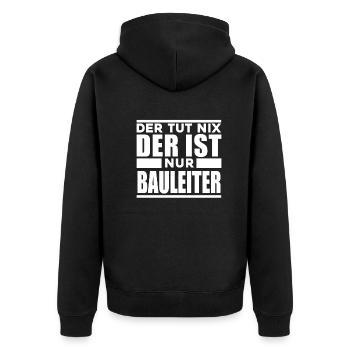 Bauleiter - Unisex Premium Bio Zip Hoodie - Schwarz - Hinten - Nico (187cm)