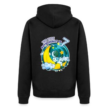 7 Jahre alt Junge - 7 Geburtstag - Ich bin 7 - Unisex Premium Bio Zip Hoodie - Schwarz - Hinten - Nico (187cm)