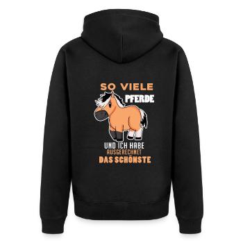 Norwegisches Fjordpferd Pferd Hauspferd - Unisex Premium Bio Zip Hoodie - Schwarz - Hinten - Nico (187cm)