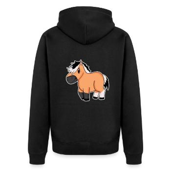Norwegisches Fjordpferd Pferd Hauspferd - Unisex Premium Bio Zip Hoodie - Schwarz - Hinten - Nico (187cm)