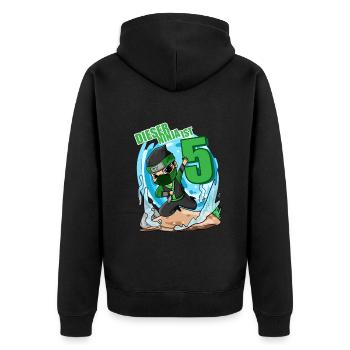 5 Jahre Junge Ninja - 5 Geburtstag - Ich bin 5 - Unisex Premium Bio Zip Hoodie - Schwarz - Hinten - Nico (187cm)