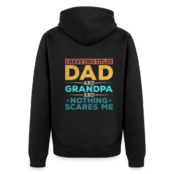 Ich habe zwei Titel Papa und Opa und nichts macht - Unisex Premium Bio Zip Hoodie - Schwarz - Hinten - Nico (187cm)