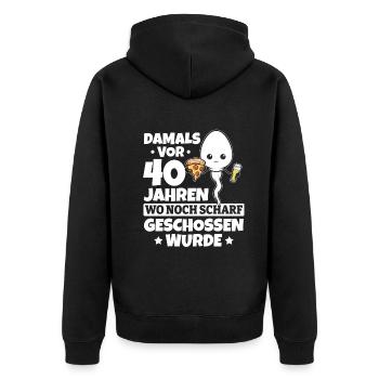 Damals Vor 40 Jahre 40 Jahrestag Lustig 40. - Unisex Premium Bio Zip Hoodie - Schwarz - Hinten - Nico (187cm)
