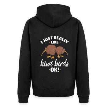 I like Kiwi Birds I New Zealand Kiwi Bird - Unisex Premium Organic Zip Hoodie - black - Back - Nico (187cm)
