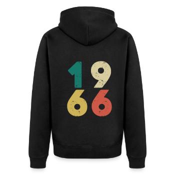 1966 - Vintage 1966 Retro Vintage - Unisex Premium Organic Zip Hoodie - black - Back - Nico (187cm)