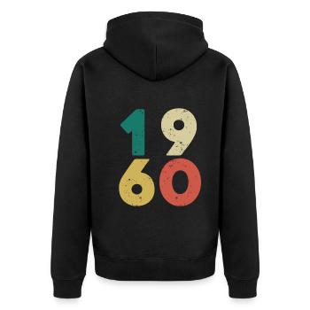 1960 - Jahrgang 1960 Retro Vintage - Unisex Premium Bio Zip Hoodie - Schwarz - Hinten - Nico (187cm)