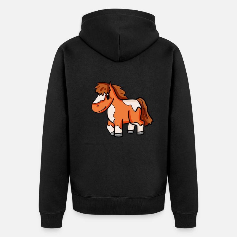Cheval poney Shetland - Veste à capuche bio Premium Unisexe - noir