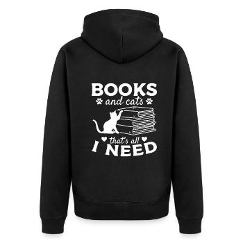Des livres et des chats, c'est tout ce dont j'ai besoin - Veste à capuche bio Premium Unisexe - noir - Dos - Nico (187cm)