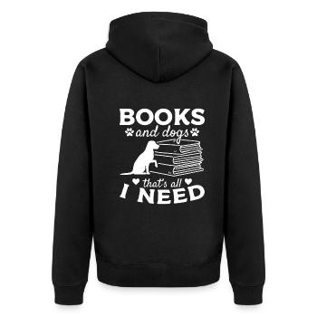 Livres et chiens, c'est tout ce dont j'ai besoin, amoureux des livres - Veste à capuche bio Premium Unisexe - noir - Dos - Nico (187cm)