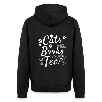 Chats lisant des livres Livre de bibliothèque de thé - Veste à capuche bio Premium Unisexe - noir - Dos - Nico (187cm)