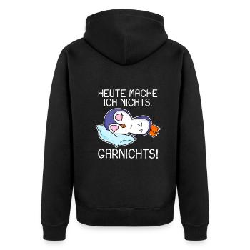 Pinguin schlafen Spruch lustig Faul - Unisex Premium Bio Zip Hoodie - Schwarz - Hinten - Nico (187cm)